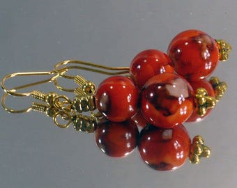 Persimmon Orange Earrings: Handmade Earrings, Nickle-Free Earrings, Gifts for Her, Handmade in the USA, Asian Look Earrings