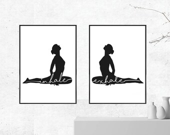 inhale exhale wall art inhale exhale print, pilates quote, yoga print, fitness print, inhale exhale poster, pilates Print, pilates art print