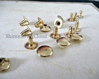 Snap rivets, 10 mm, snap grommets, Brass Rivets, raw brass, metal jewelry findings, brass jewelry, grommets, unusual, rare, gold tone