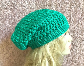 Green Slouchy Crochet Hat