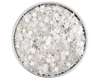 White Star Edible Glitter - metallic white star glitter sprinkles, edible white glitter stars, white star sprinkles