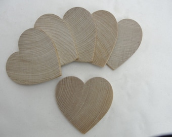 6 Wooden hearts 3 inch (3") wide 1/4" thick wooden hearts unfinished wood hearts diy