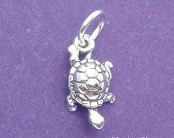 TURTLE Charm .925 Sterling Silver Sea Ocean MINIATURE Small - elp503