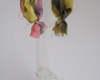 earrings, dangle earrings, earrings, pink and green, rosy