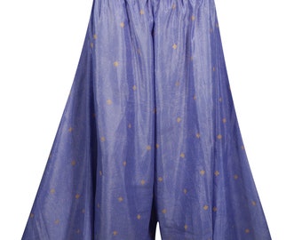 Fly High Palazzo Split Leg Pants Skirt Purple Vintage Flared Divided Long Skirts S/M