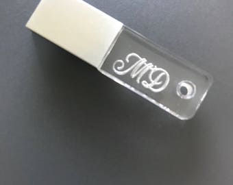 Custom Monogram Initial Personalized Printed Engraved Acrylic USB Thumb Drive 16GB
