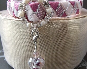 Pink Cat Collar with Silver contrast