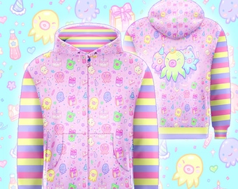 Pink "OctoParty" Zipper Hoodie