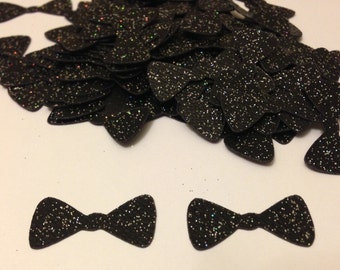 Bow Tie Confetti - Black Glitter Bowtie Die Cuts. Baby Shower Confetti. Party Confetti. Wedding Decor. Glitter Confetti. Bow. 3 - 8 inch