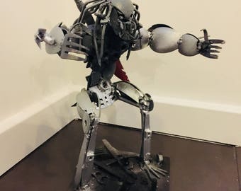 Scrap metal Predator statue