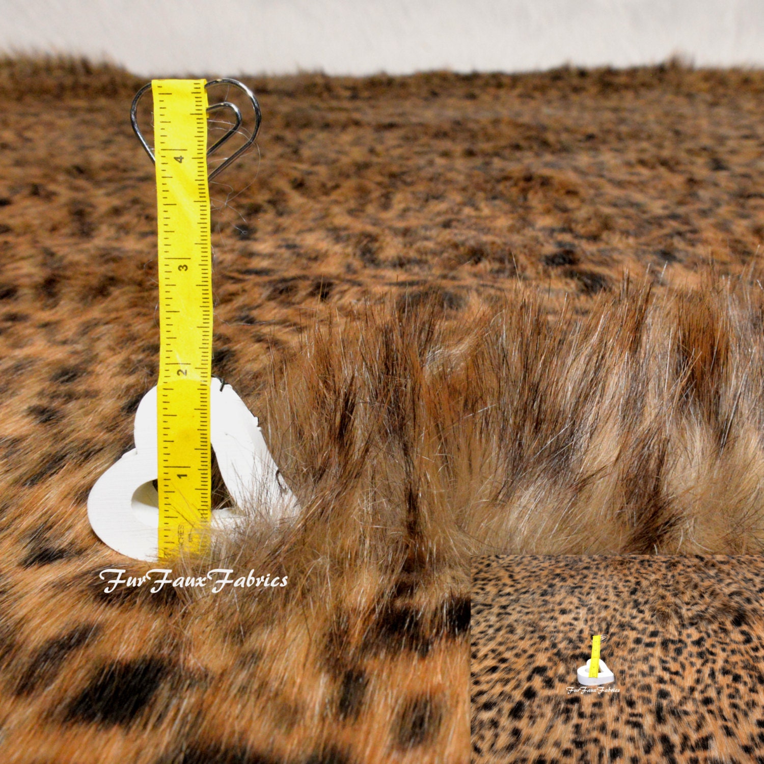 Brown Leopard Print Fur Faux Fabric By The Yard Remnants Long