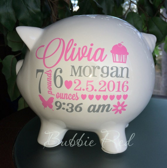 Personalized Piggy Bank Baby Girl Piggy Bank Baby Girl