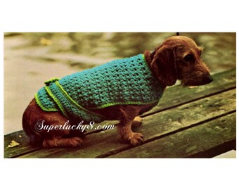 Vintage dog jacket crochet pattern in PDF instant download version , PDF downloadable