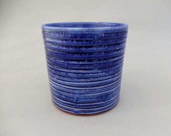 Pottery Utensil Holder - Royal Blue Handmade Ceramic Kitchen Caddy