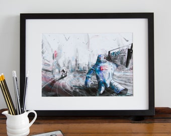 Robot Ghetto Blaster Print