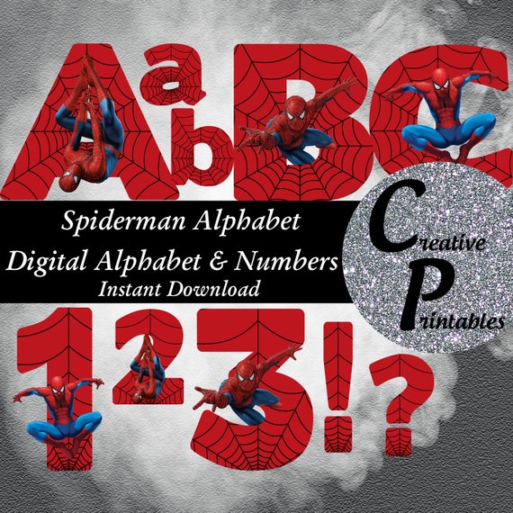 spiderman alphabet instant download digital letters and