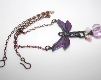 Necklace * fairy * trendy Art Nouveau black pink