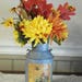 Rustic Autumn/Fall Floral Arrangement in Galvanized Metal Milk Can w/decoupage Print