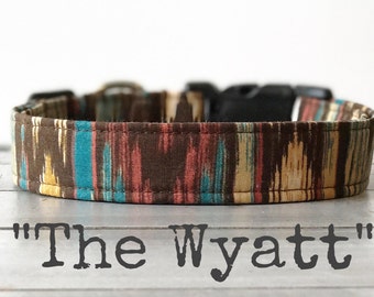 DOG COLLAR, Made to Order, Aztec, Gender Neutral Dog Collar, Turquoise - The Wyatt