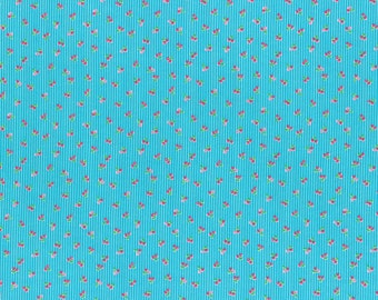1 yard Minny Muu Aqua with cherries Fall 2016 - Lecien Japan - quilt cotton fabric