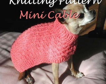 Immediate Download - PDF Knitting Pattern Mini-Cable Dog Sweater