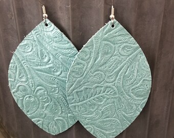 Embossed Robin Blue Earrings
