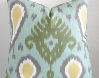 Dwell Studio Batavia Ikat - Aqua Marine decorative pillow cover