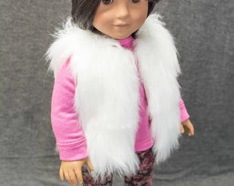 American Girl or 18 Inch Doll Faux FUR VEST in White for American Girl or 18" doll