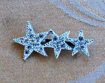 Pretty Vintage Rhinestone Star Brooch, Silver tone (AE8)