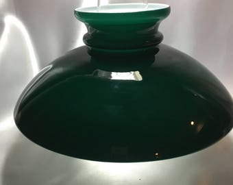 Emerald Green Cased Lamp Shade; oil lamp, hurricane lamp, green shade, emerald green