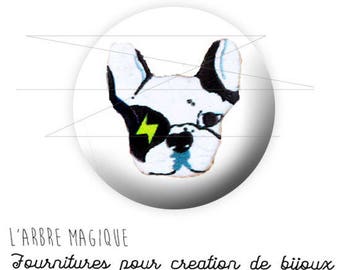 Cabochon 25 mm dog Pug ref 1584 fancy