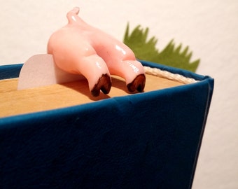 Bookmark pink ass of pig, animals bookmarks, pig gift bookmark, Funny gift, Pig in book, unusual art bookmark, bookmarks legs of animals