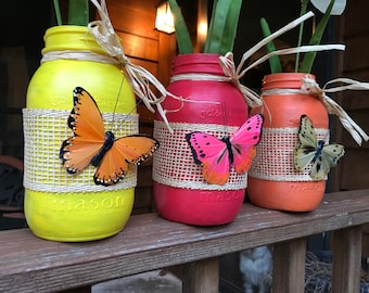 Hand painted quart jars
