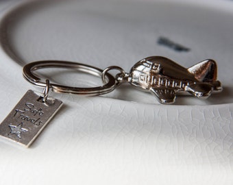 Travelers Keychain/stocking stuffer/Airplane Keyring/Bag accessory/True North Key Chain/Adventure Keychain