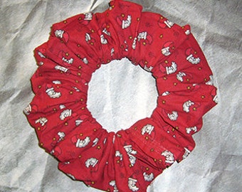 Christmas Hair Scrunchie, Holiday Fabric Ponytail Holder, Hair Tie, Santa Moon's