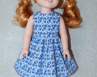 Dress for 14" Wellie Wishers or Melissa & Doug Doll Clothes blue tkct1132 READY TO SHIP