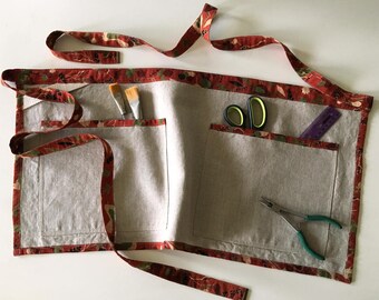 SAMPLE SALE - Linen Half Apron - Utility Apron - Gardening Apron - Teachers Apron