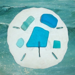 Lot of 5...Genuine, Natural Surf Tossed Rare TURQUOISE Blue & dark AQUA Puerto Rico Sea GLASS...Interesting Shapes