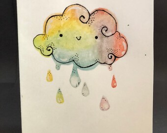 Petite Folded Notecards - Rainbow Cloud