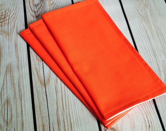 8x8 ORANGE cloth napkin, fabric dinner napkin, reusable everyday napkins, serviette, tangerine wedding, ready to ship