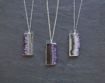 Amethyst Necklace / Raw Amethyst Pendant / Silver Amethyst Necklace / February Birthstone / Gemstone Necklace / Gift for Mom