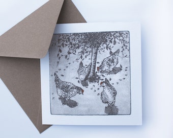 Hen Card- Greetings Card - Christmas Card
