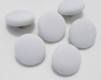 Fabric Buttons, White Buttons, Shank Buttons, Pinback Buttons, Brooch Pin, Handmade Covered Buttons, Sewing Buttons, Pin Buttons, Cosplay