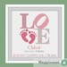 cross stitch baby birth sampler, birth announcement, LOVE, baby feet, baby girl, DIY customizable pattern** instant download**