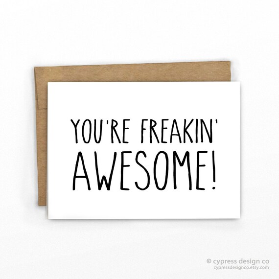 Funny Thank You Card Friendship Card You're Freakin
