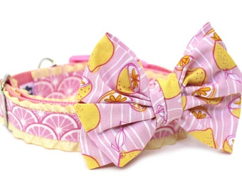Dog Collar Bow Add-On Summer Bow for Dogs Matching Dog Bow Dog Collar Lemon Dog Bow