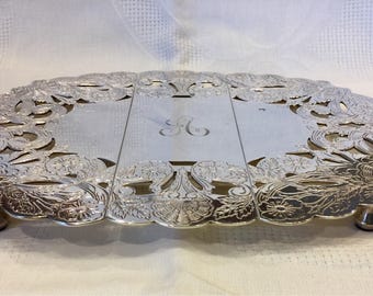 Expandable Silver Plate Trivet Monogrammed "A"