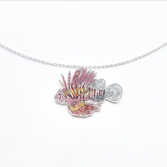 lionfish necklace in blue