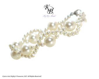 Pearl Bridal Bracelet ~ Swarovski Pearl Wedding Bracelet ~ Twisted Pearl Bracelet ~ Pearl Wedding Jewelry ~ Bridal Jewelry ~ Weddings