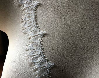 5 yds. Ivory Eyelash Lace Trim Scalloped for Bridal, Mantilla Veils, Costume or Jewelry Design